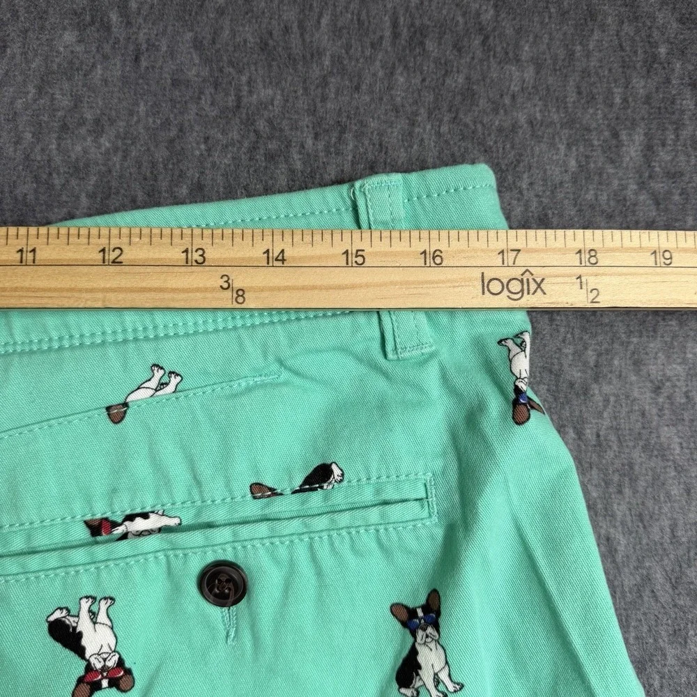 Plugg Men's Flex Waist‎ Teal Chinos Shorts Size 32  Boston Terrier Dog Summer